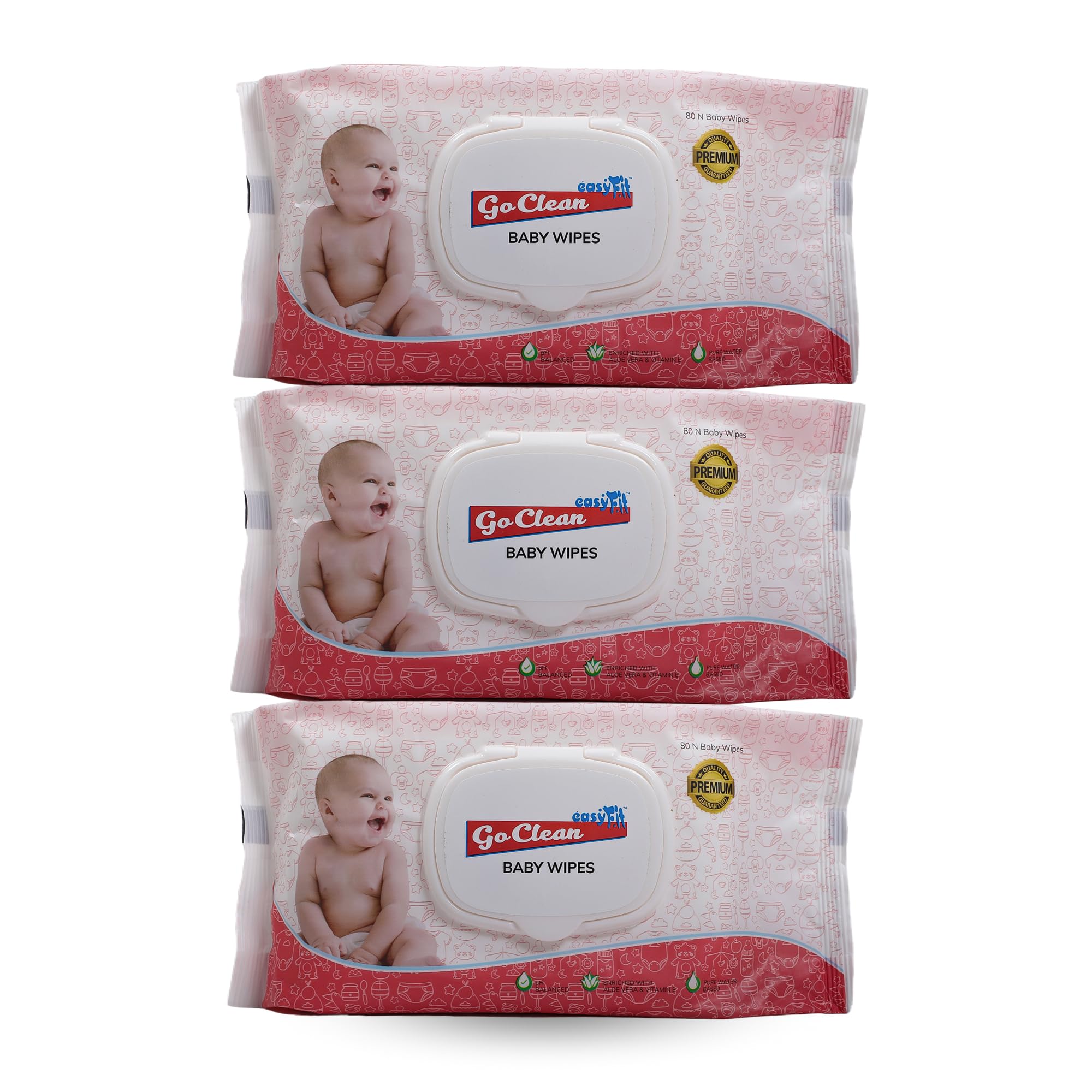 Goclean baby Wipes 80 Pcs per pack (Pack of 3)