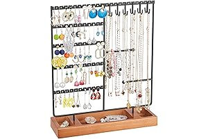 X-cosrack 5-Tier Earring Stand with Wooden Tray