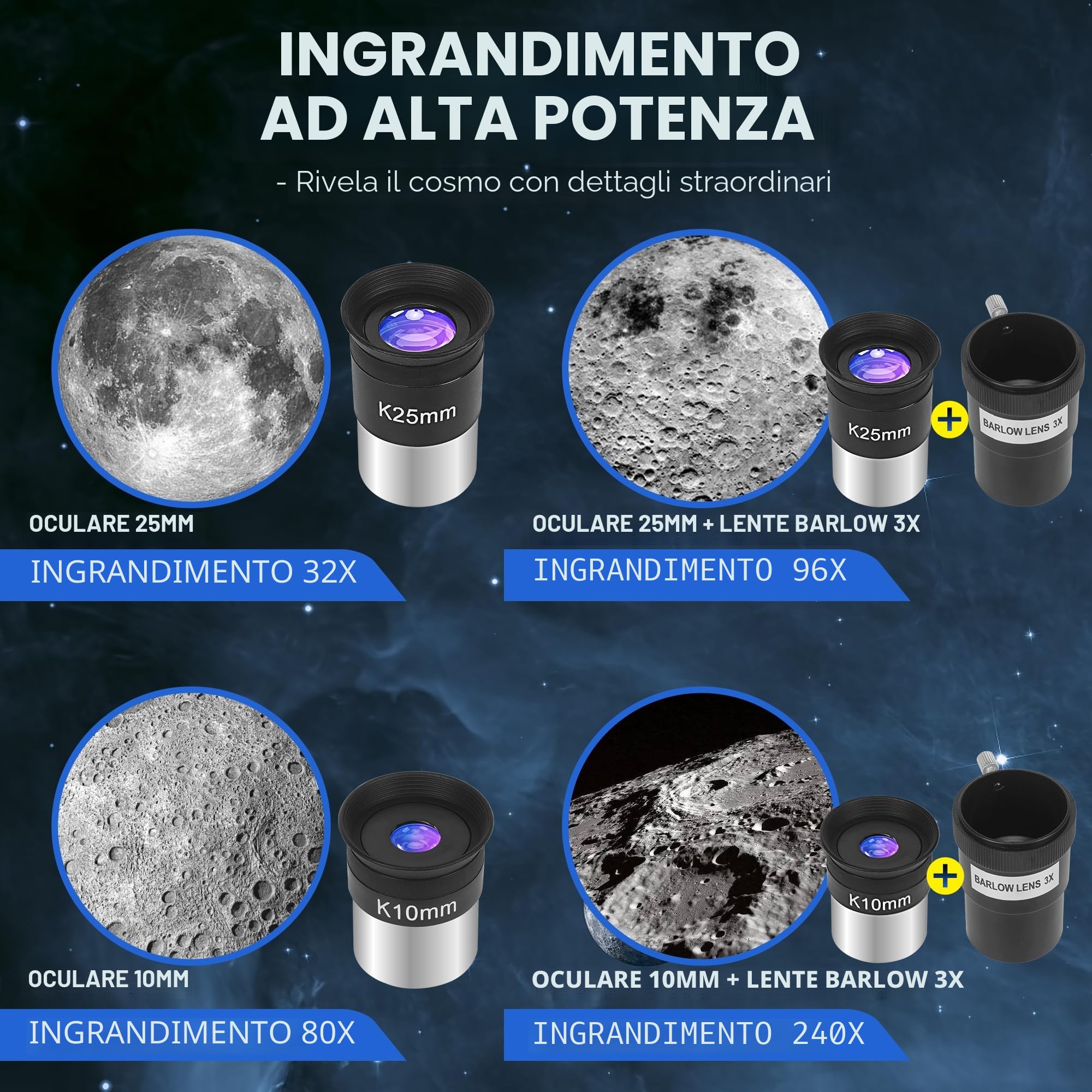 MEEZAA Telescopio, Telescopio Astronomico Professionale Potente per Adulti, 90 mm Apertura 800 mm AZ Mount Telescopi Rifrattori Portatile per Bambini e Principianti per Osservare la Luna e Pianeti