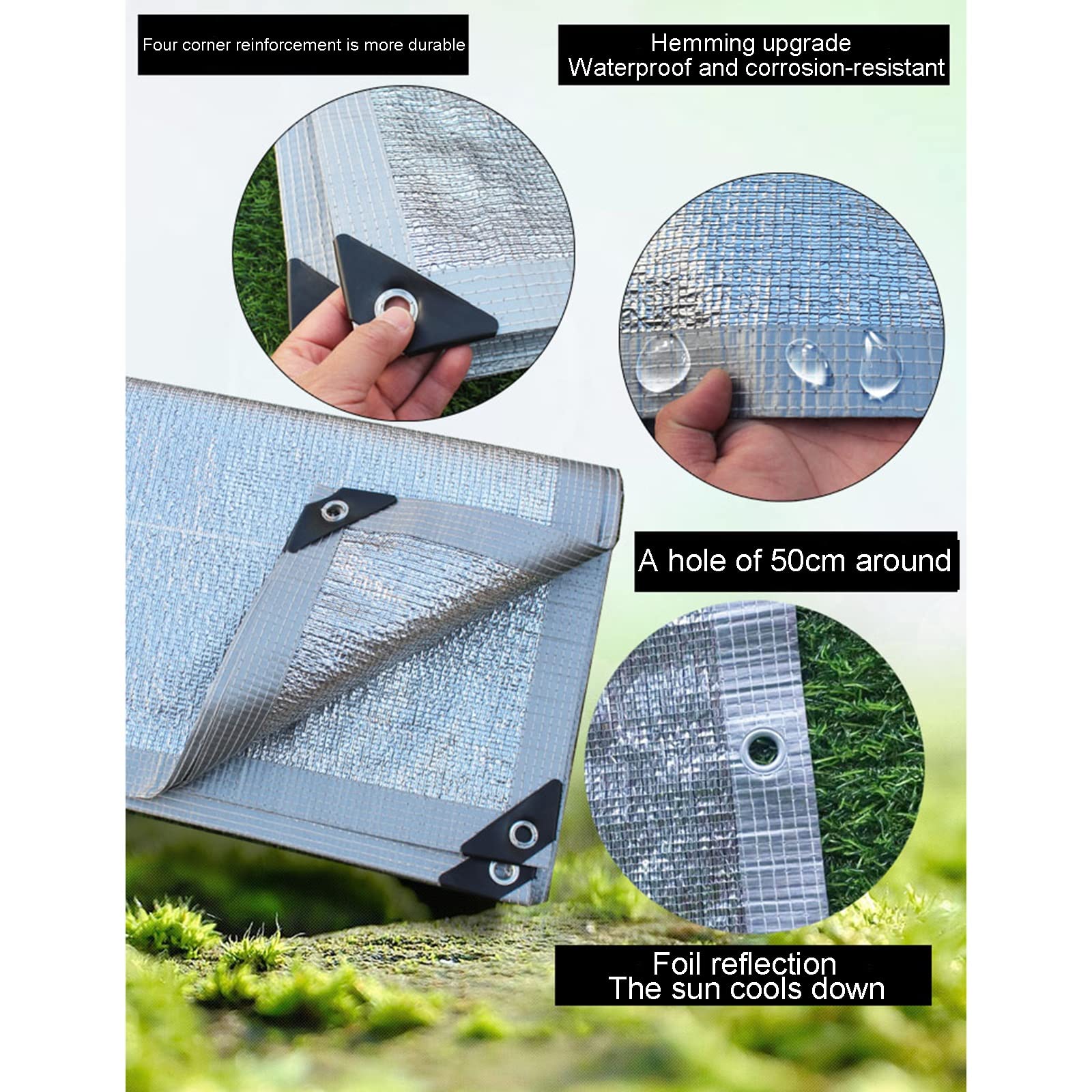 Zonnescherm Zeil Sunblock Aluminium Shading Net, Schaduwdoek UV-bestendig Outdoor Reflecterend Aangepast, voor Tuinplanten Patio Gazon Bloemen Kippenhok Auto (Size : 2mx3m