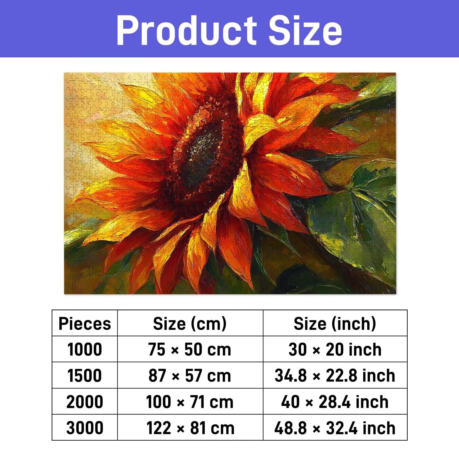 Puzzle 2000 sztuk dla dorosłych, drewniane puzzle słonecznika dla dorosłych, trudne drewniane łamigłówki, rodzinne gry edukacyjne, łamigłówki z pudełkiem na prezent do dekoracji domu, prezent dla