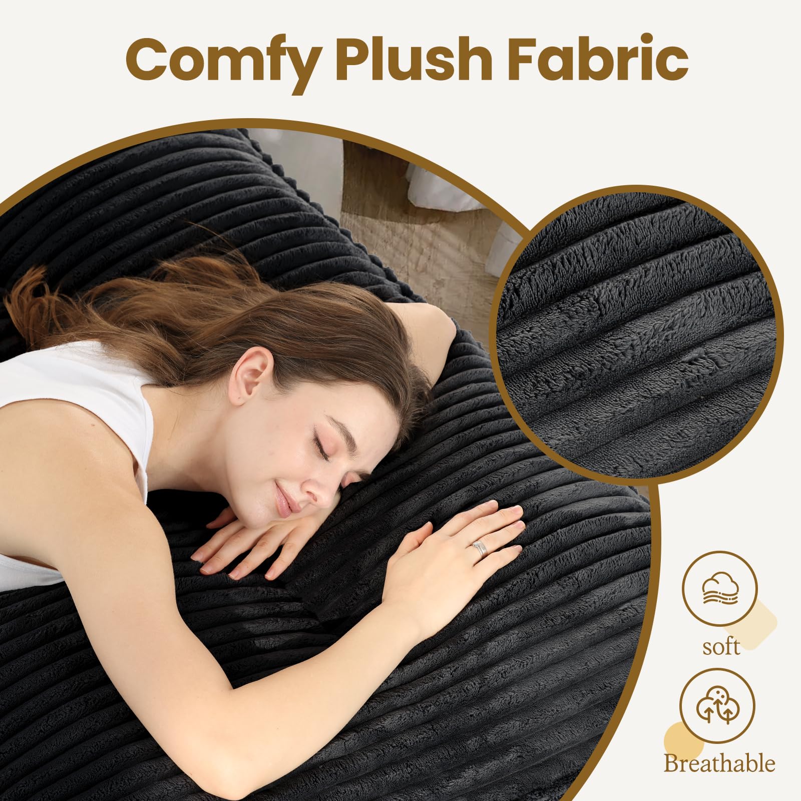 10" Futon Mattress Full Size, Ultra Thick Futons Sofa Couch Bed Sleeper Sofa Bed, Versatile Floor Futons Japanese Floor Mattress for Adults, Black (Frame Not Included)