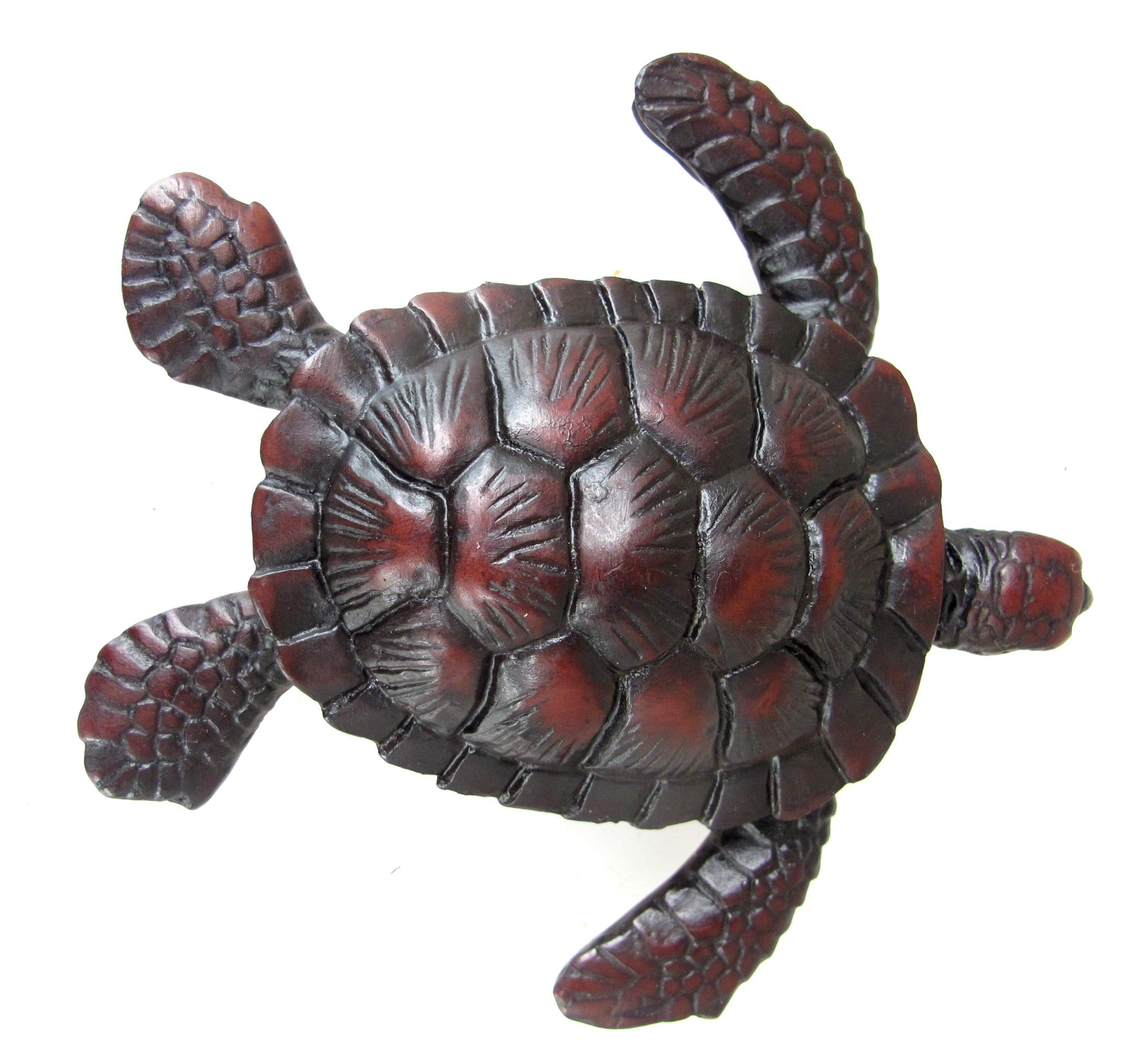 Blue Orchid Small Resin Sea Turtles - Loggerhead Sea Turtle Figure - Good Luck Feng Shui Sculpture Collectible for Table Top or Wall Hanging - 4