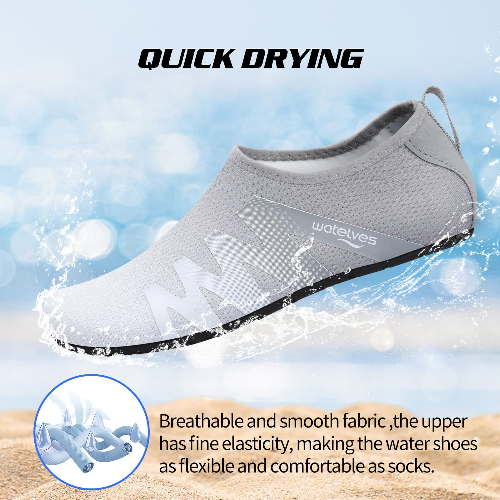 WateLves Scarpe da Scoglio Scarpette Donna Uomo Asciugatura Rapida Super Leggere Antiscivolo per Spiaggia e Snorkeling Unisex