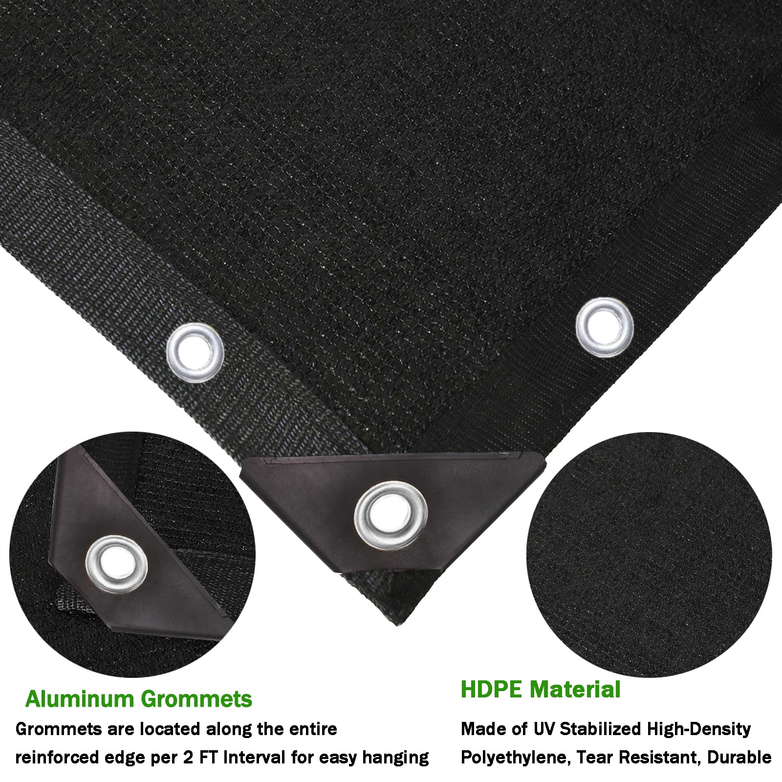 Heavy Duty 6ft X 12ft Black Shade Tarp With Grommets – Perfect For Patios, Plant Protection, Greenhouses, And Kennel Privacy Screens
