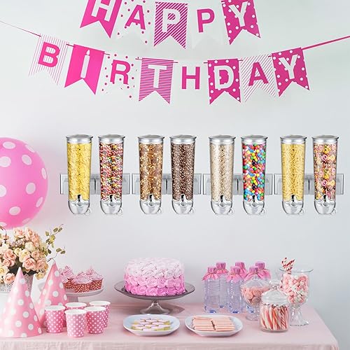 Miniatura 6 de Huwena 4 juegos de contenedores de cereales, 3 litros cada juego, dispensador de cereales montado en la pared, dispensador de alimentos secos,