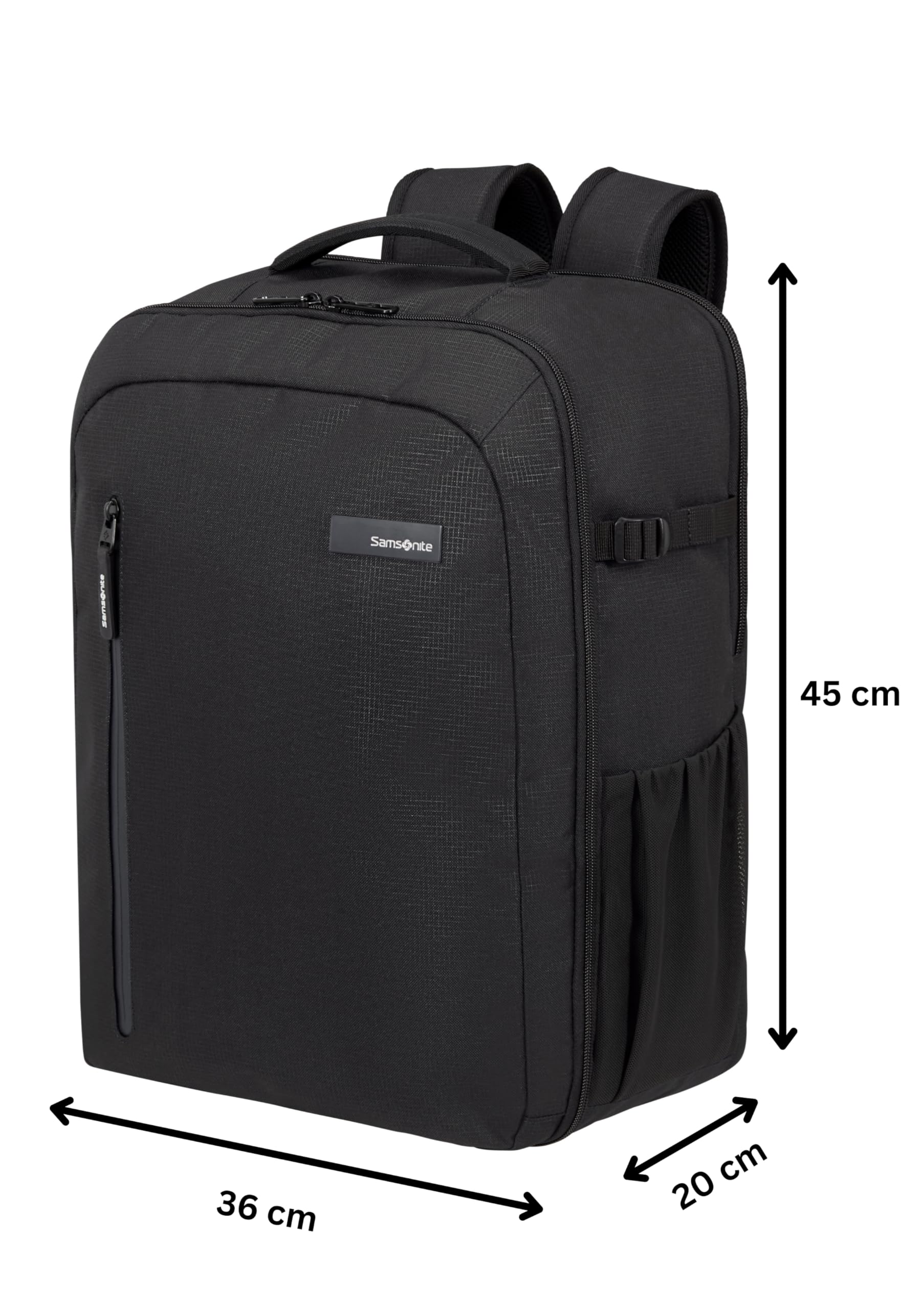 Samsonite Roader - Kabinenrucksack 45x36x20 cm - Handgepäck für EasyJet, Underseat Tasche mit Laptopfach 17.3", 36 L, 0.90 KG, Schwarz (Deep Black)