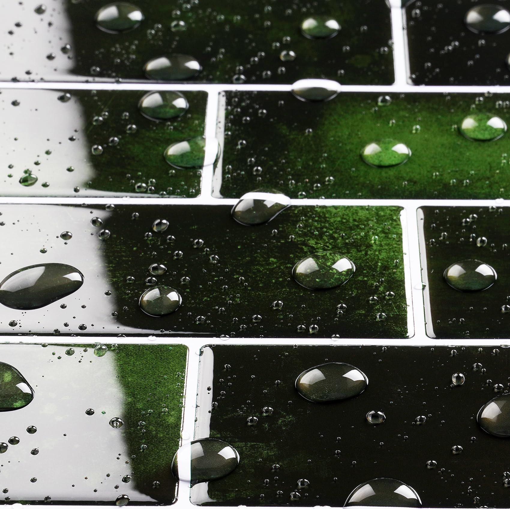 Livelynine Peel and Stick Backsplash Emerald Green Subway Tile Stickers 4-pcs 12x12 Kitchen Backsplash Tiles Removable Adhesive Self Stick on Wall