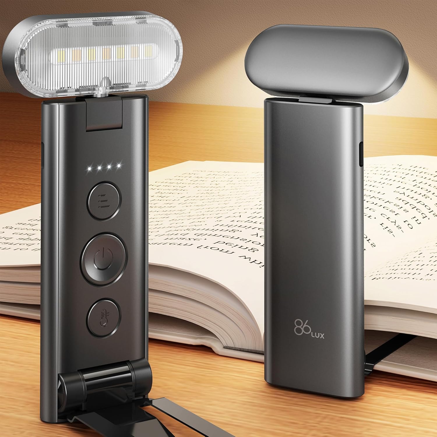 86lux Book Light, Reading Light for Book in Bed, USB Rechargeable LED