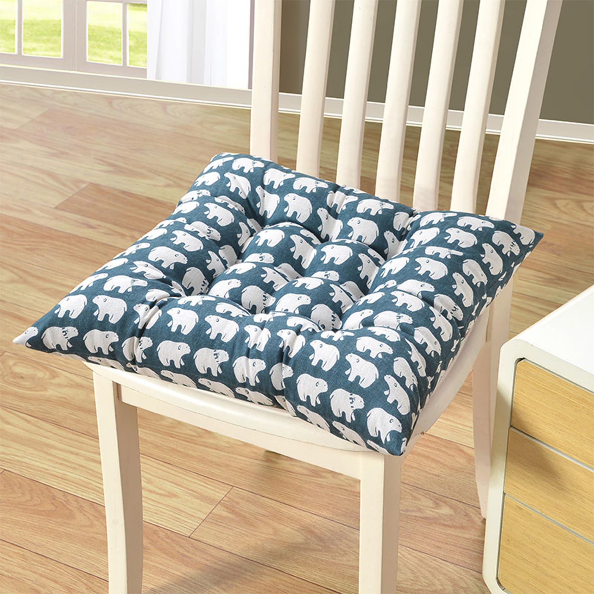 XIEMINLE Cuscini Per Sedie Con Laccetti - 4 Pezzi Beige, Imbottiti In Memory Foam, Per Cucina, Soggiorno, Ufficio (36x38x4 Cm)