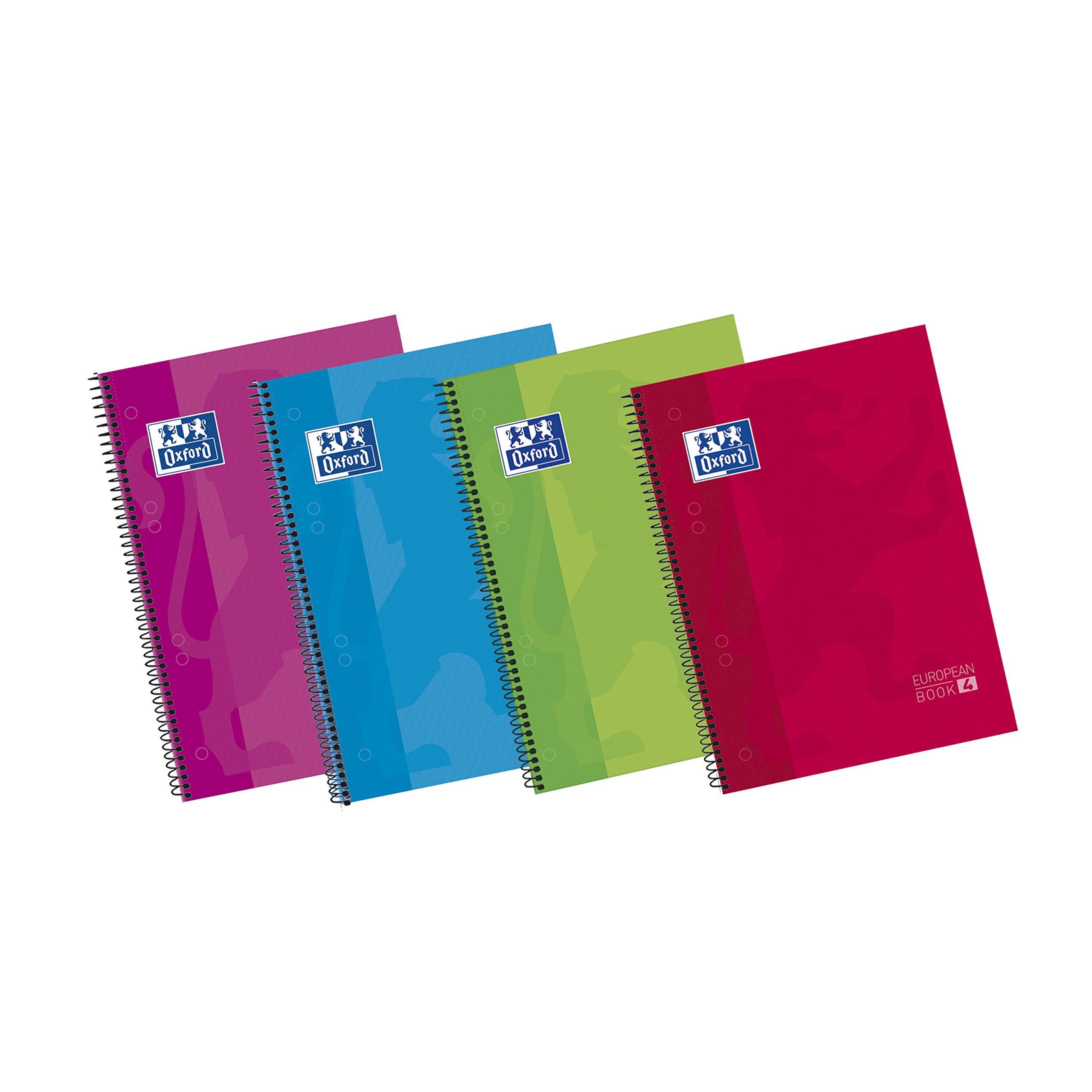 Oxford Classic Europeanbook-​4, Pack de 5 Cuadernos Microperforados A5+ , Tapa Extradura, Cuadrícula 5x5, Colores surtidos