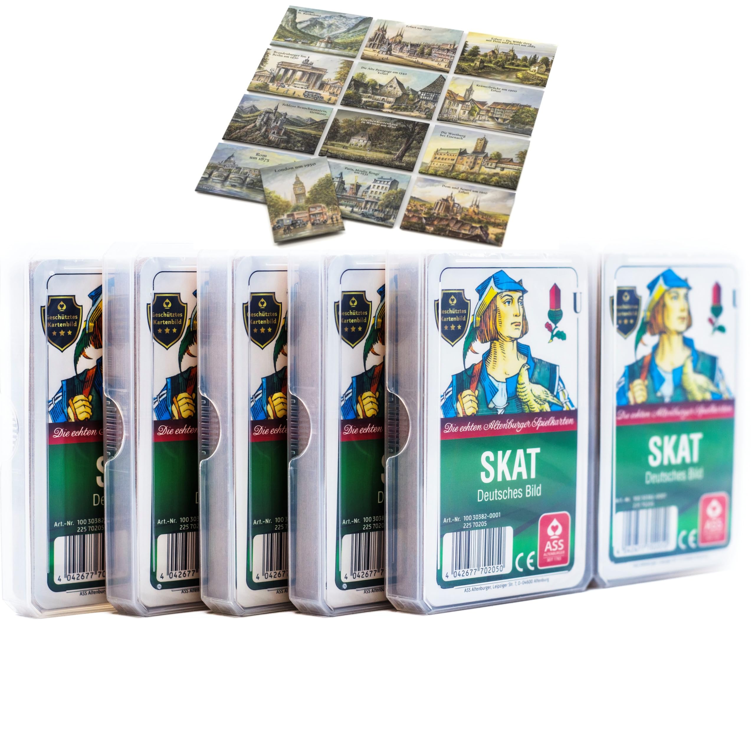 KOVA10 x Skat Card Games + 1 x Image Magnet German Leaf Card Game for Bridge Canasta Poker Rummy Card Deck Altenburger Playing Cards Skat Blade Card Game