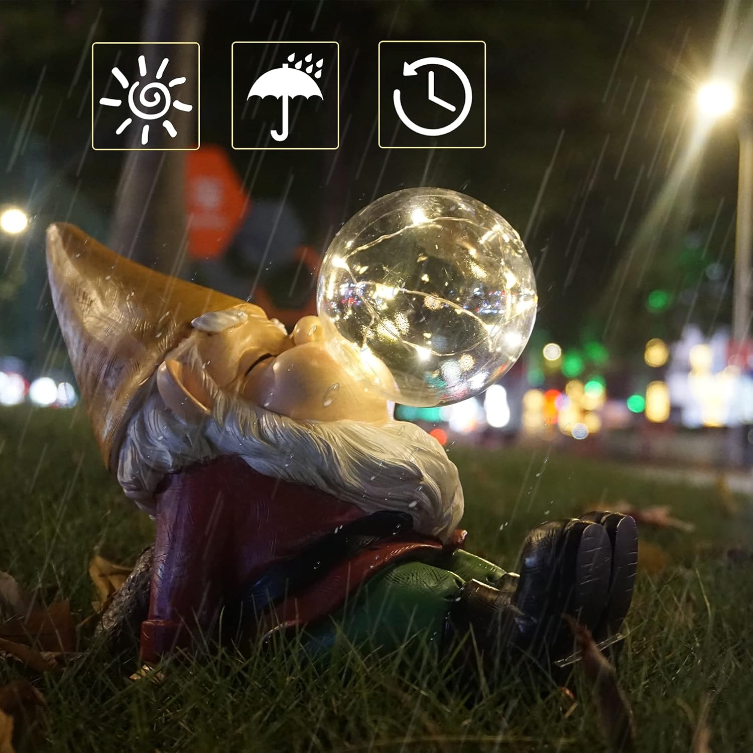 Garden Gnomes Statues Decor Outdoor Large Gnomes Garden Decorations Funny with Solar Light for Yard Lawn - Image 3