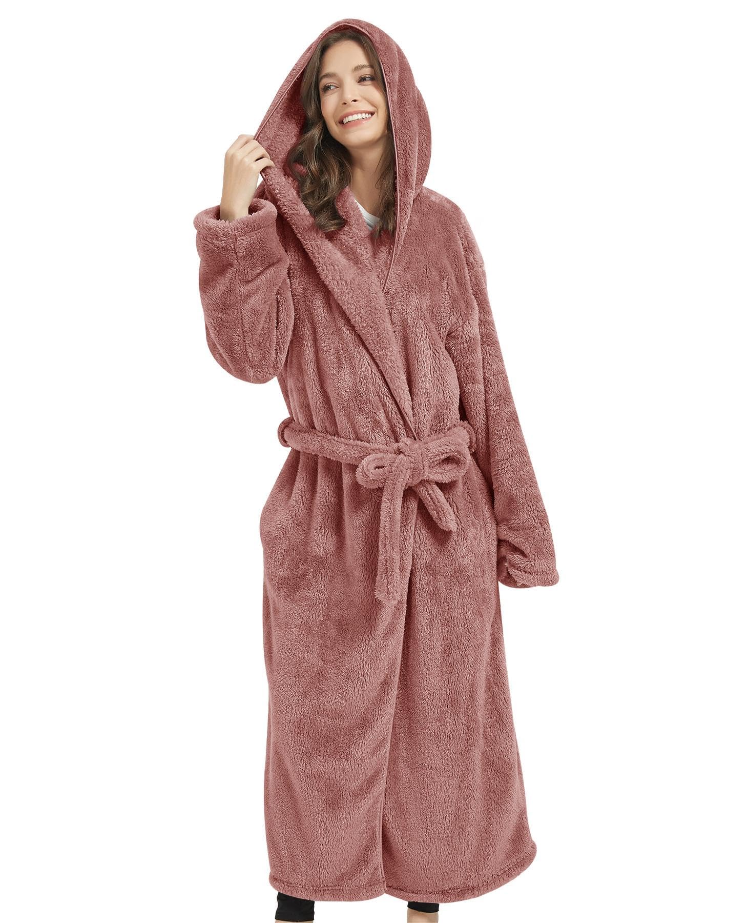 Teddy velvet hooded bathrobe 100% polyester, Plush Long Robe, Durable Luxury, unisex, dry and comfortable
