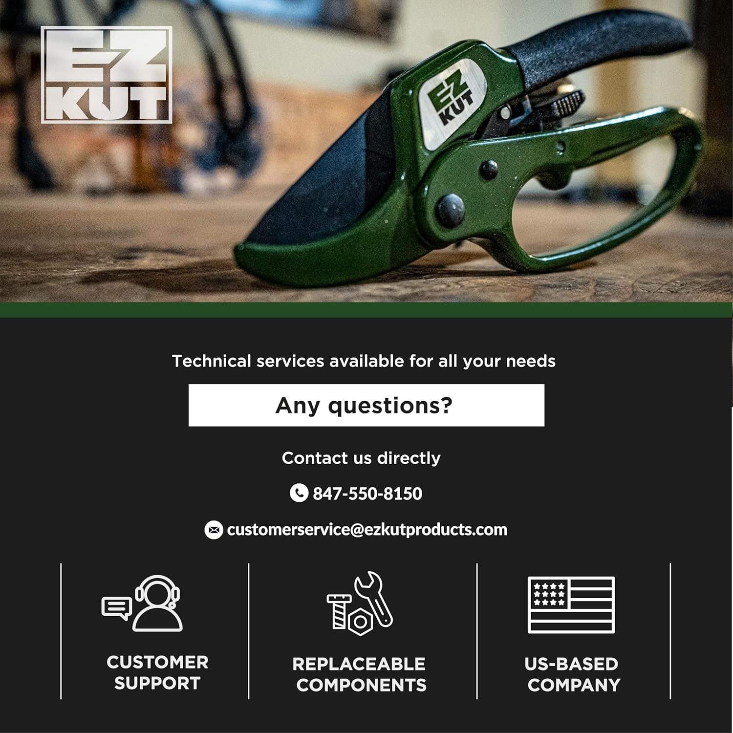 EZ Kut Heavy Duty Pruning Shears Green - with Ratcheting Action Great Garden Hand Tool Clippers Gardening pruners arthritis tools Ratcheting Anvil Hand Pruner Pruning Shears Heavy Duty Since 1988 - Image 9