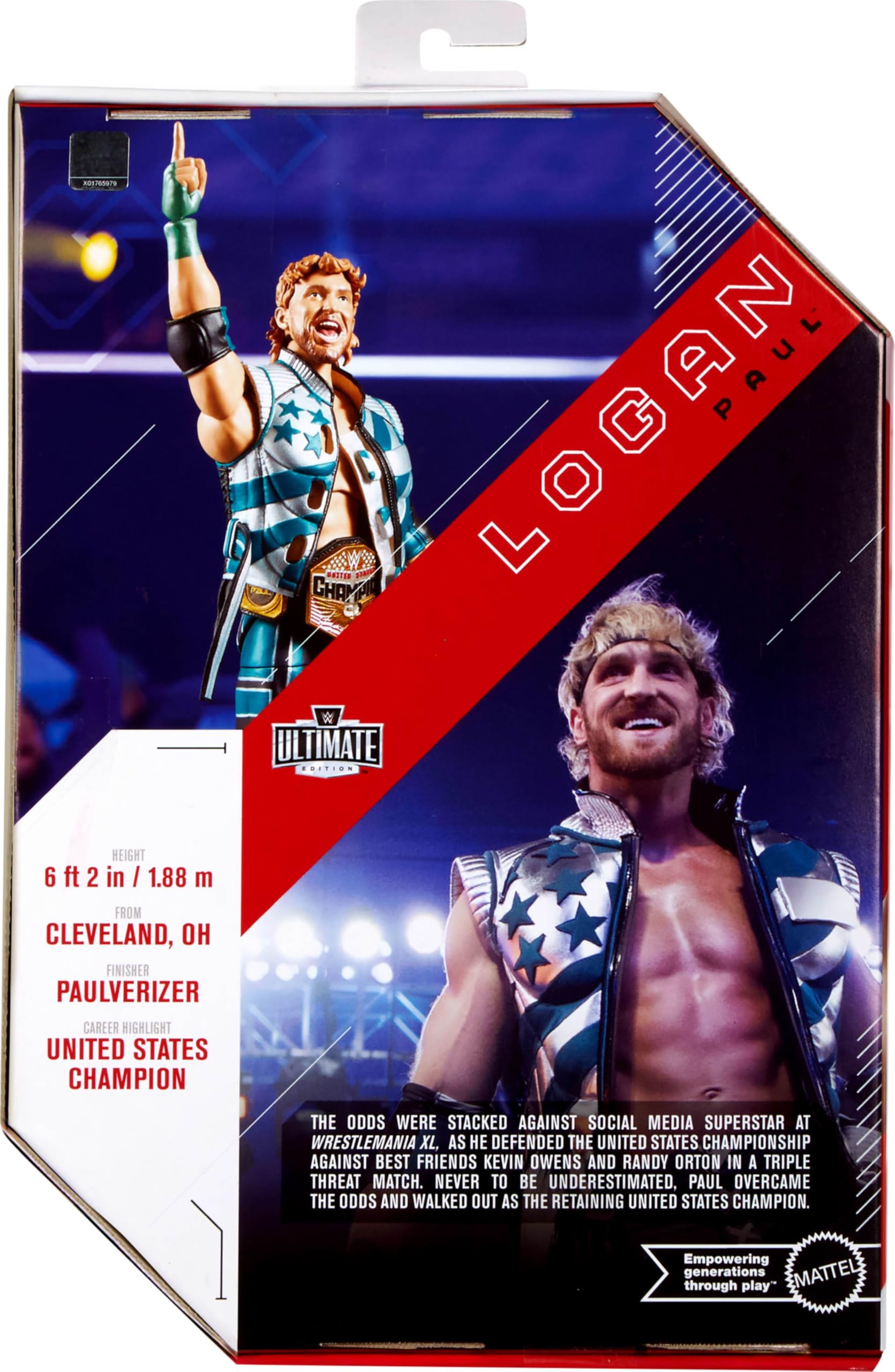 Mattel WWE Ultimate Edition - Juego de figuras de acción y accesorios, Logan Paul de 6 pulgadas coleccionable con cabezas y manos intercambiables, 30 puntos de articulación