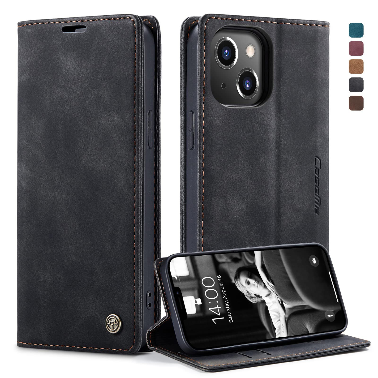 owlhold hülle für iPhone 16/17 Premium Weiches Vintage-Nubukleder klapphülle
