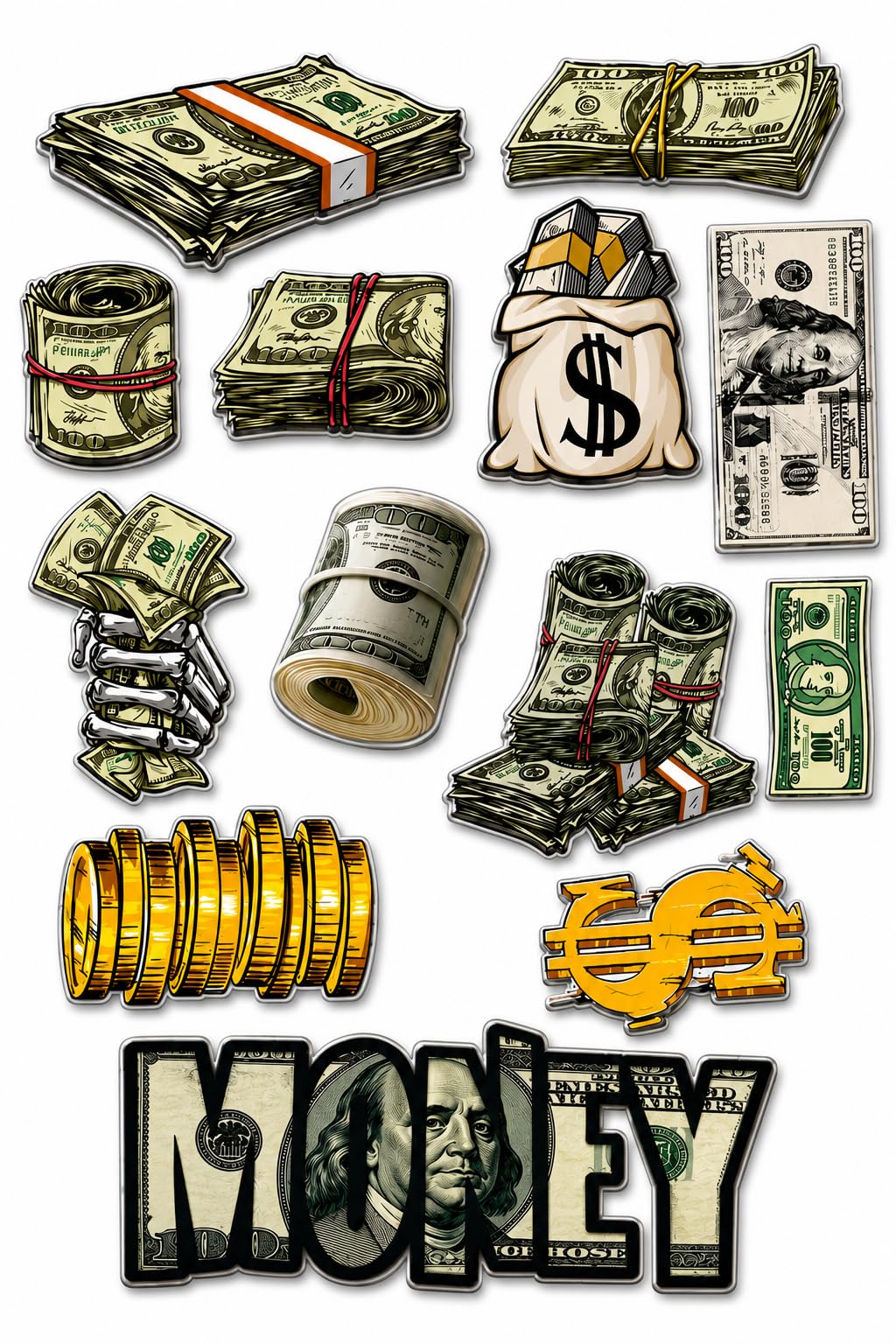 Money Theme Fridge Magnets Set of 13 | Dollar Bills, Coins & Money Bag Decorative Refrigerator Magnets | Strong Magnetic MDF Magnets for Fridge, Locker, Office Cabinet & Home Decor-image-32