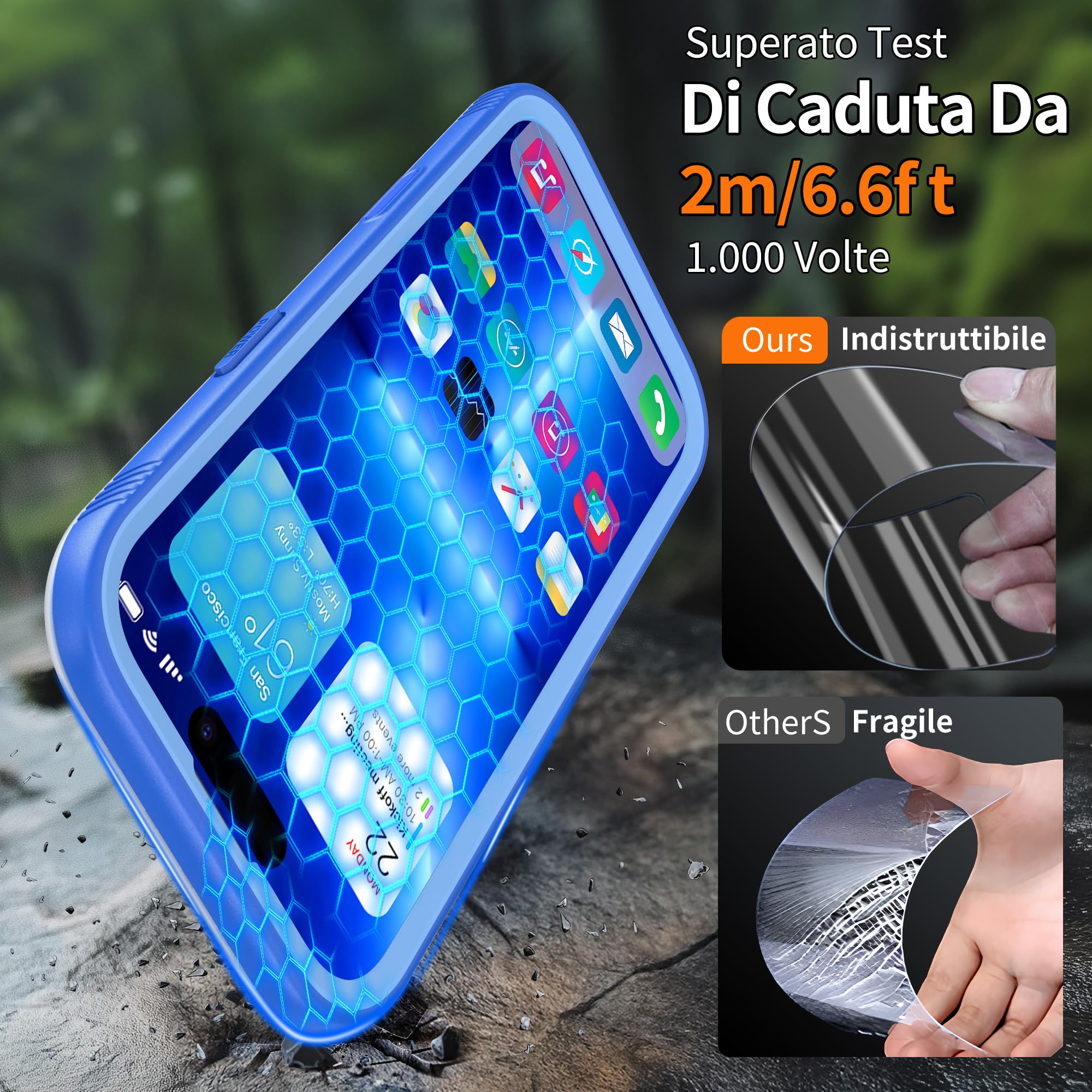 Cozycase Cover TOP 360 Antiurto IP68 Impermeabile Per iPhone Air | Indistruttibile Rugged Militare, Subacquea Waterproof Anti Urto Resistente Antipolvere, Custodia Integrale Doppia Case. Blu
