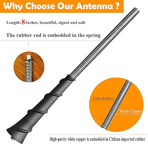 Miniatura 7 de Antena de 8 pulgadas para Dodge Dart (2013-2016), repuesto de mástil de antena de goma flexible para Dodge Dart - Número de pieza 68297936AA