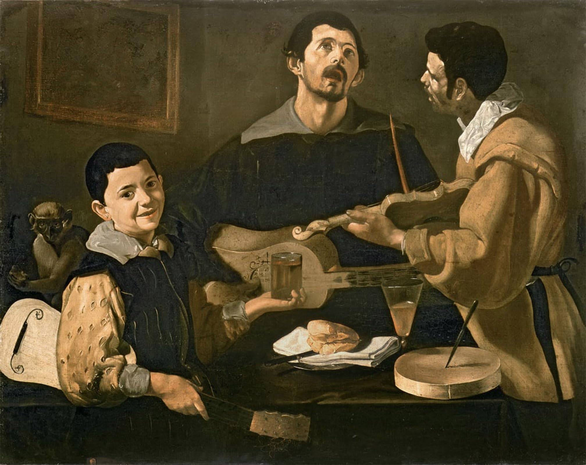 POSTERIIk Famous Modern Artwork Art Mural Three Musicians by Diego Velázquez Oil Paintings Pictures for Home Decor 60x90cm