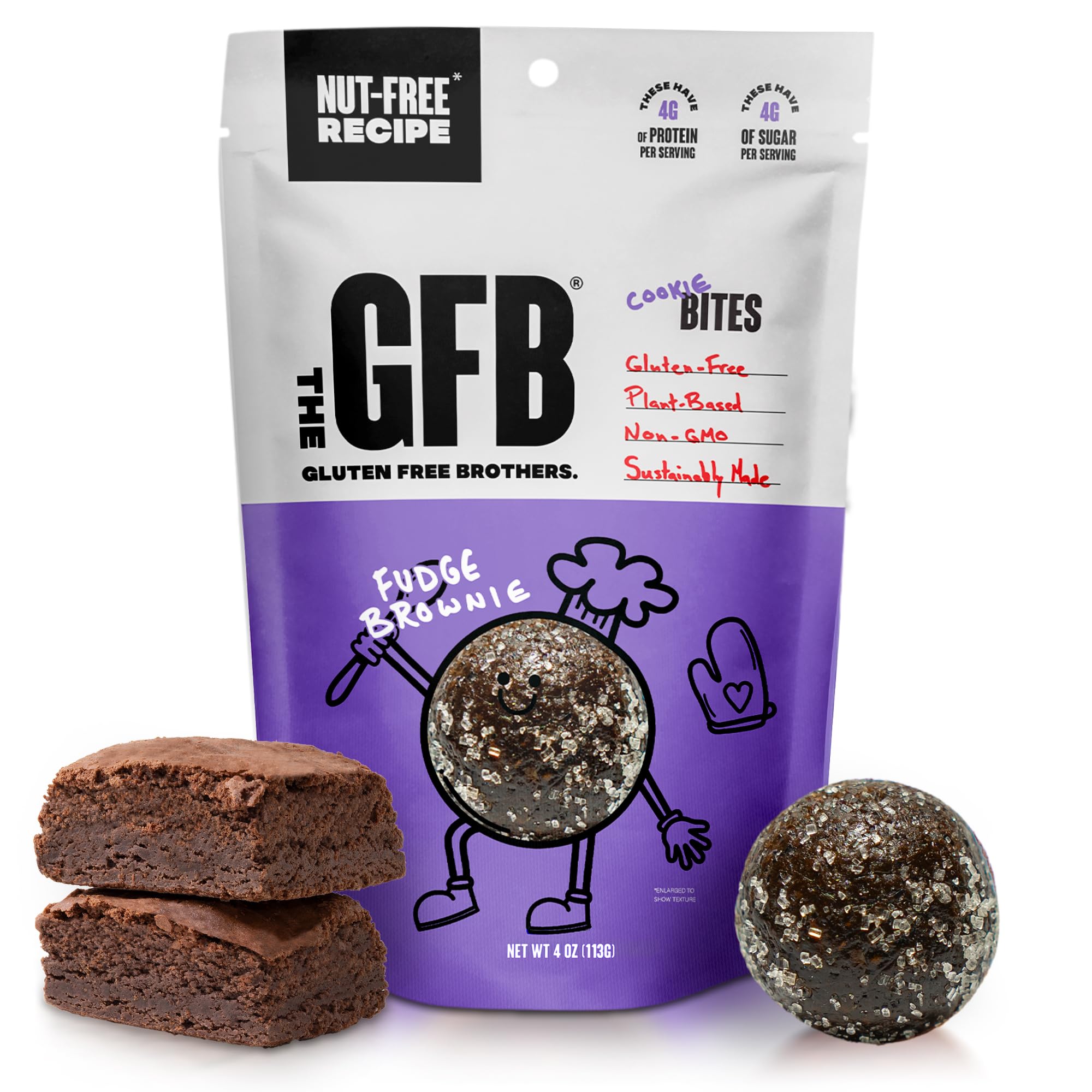 The GFB Biscoitos Proteicos Veganos Sabor Fudge Brownie com Proteína de Ervilha, 1 pacote de 112 g