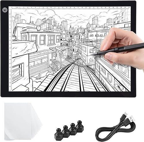 Miniatura 16 de Yescom Almohadilla de luz portátil A2 de 25 x 19 pulgadas, caja de luz LED para trazar pintura de diamantes, tablero de dibujo, tablero de dibujo