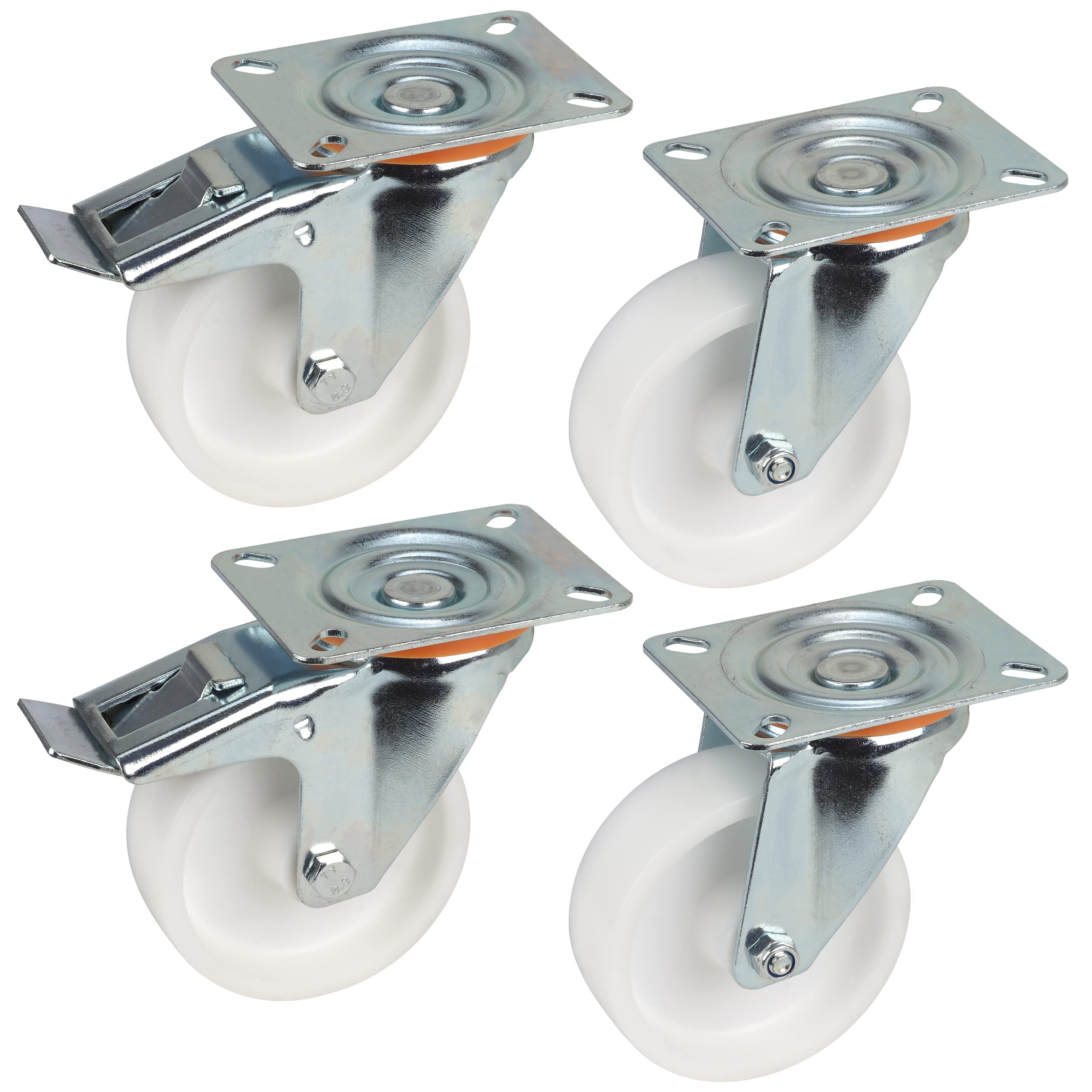 Dörner + Helmer Juego 4 ruedas giratorias 100 mm polipropileno placa 100x85 mm capacidad carga 450 kg