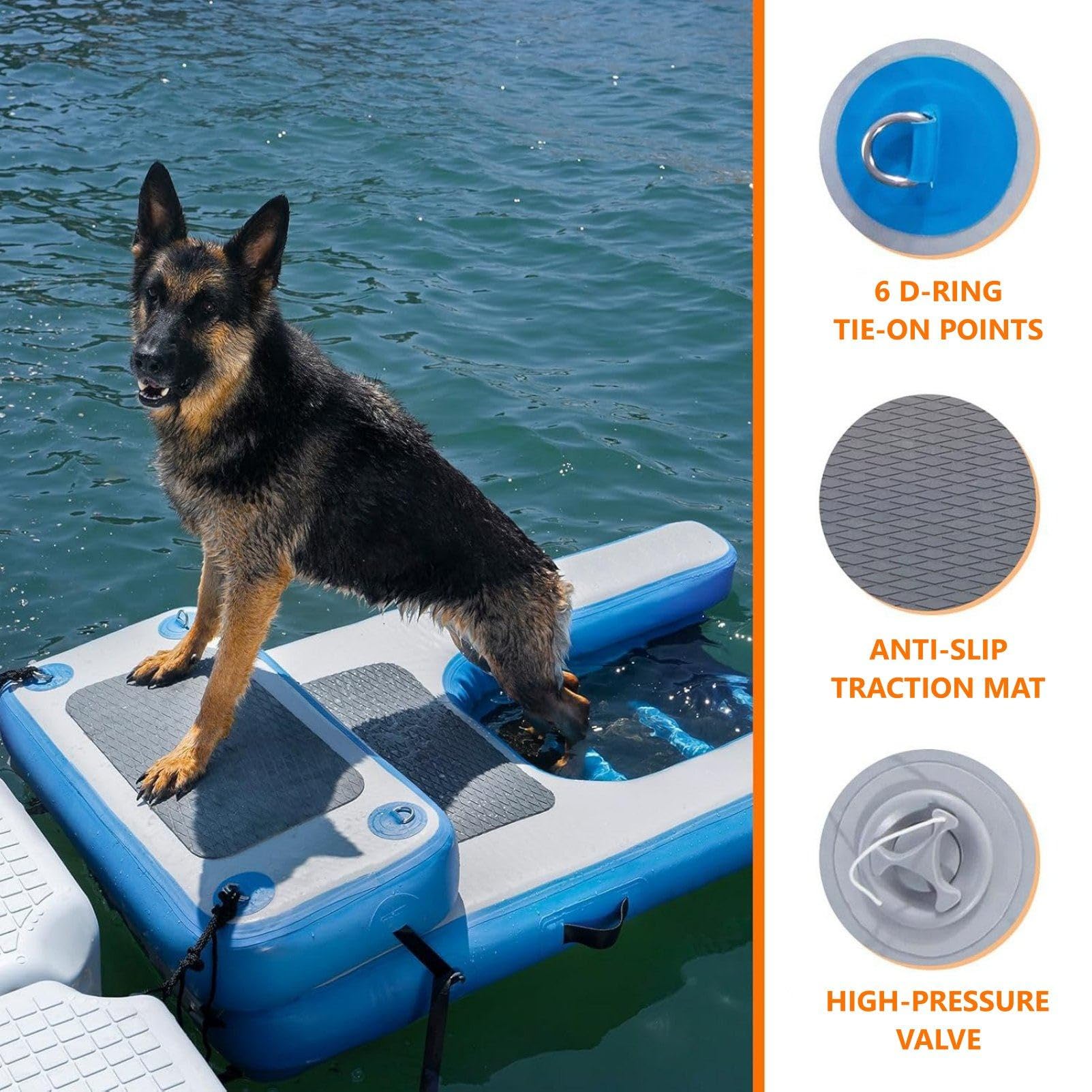 Scaletta portatile per cani con supporto antiscivolo in EVA per un'uscita sicura da barca, piscina, bacino, lago