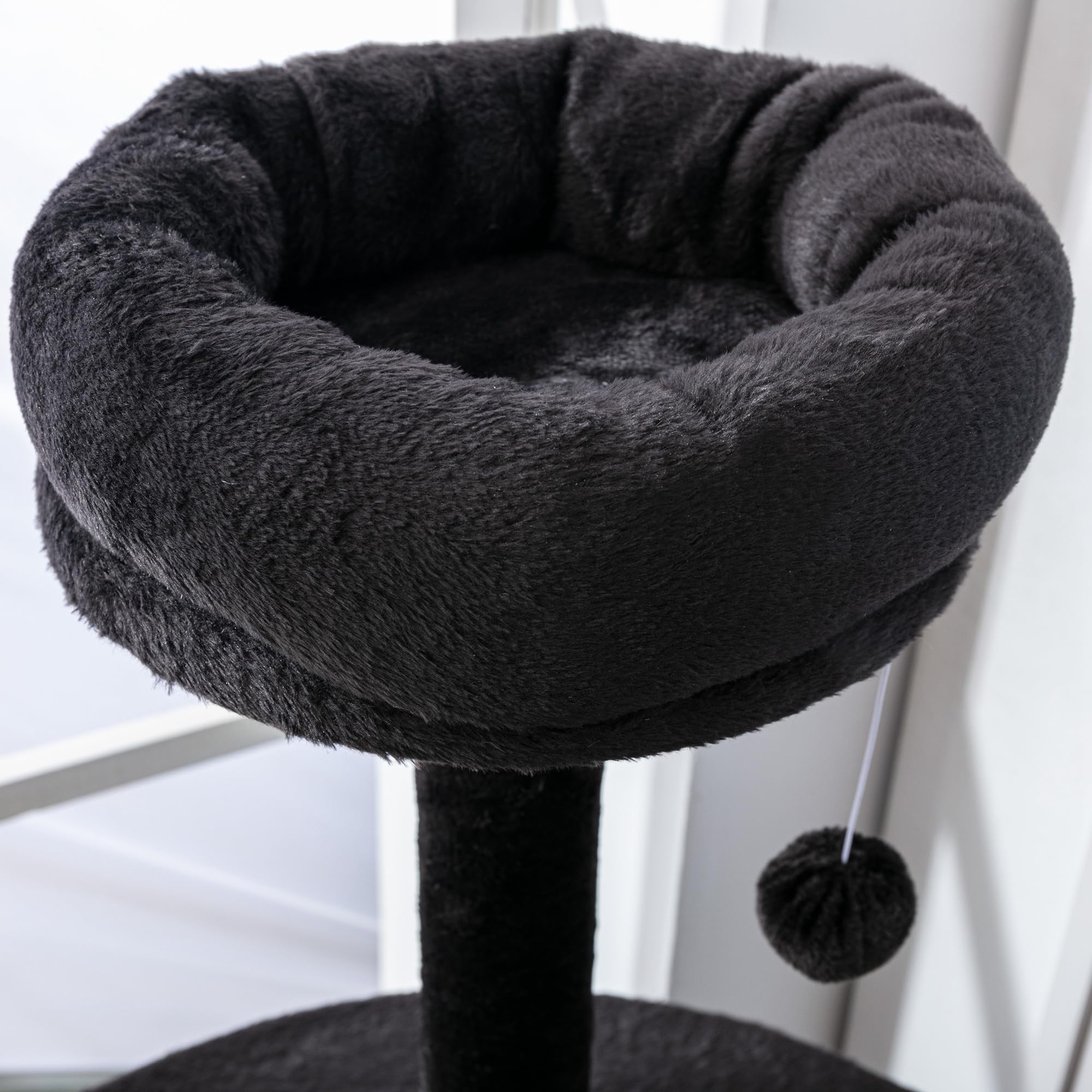 PawHut Árbol Rascador para Gatos Grande Torre 65x50x153 cm Gris Oscuro | Torre para Gatos, Centro de Actividades, Múltiples Plataforma, Poste, Hamaca, Bolas de Juguete, Cueva
