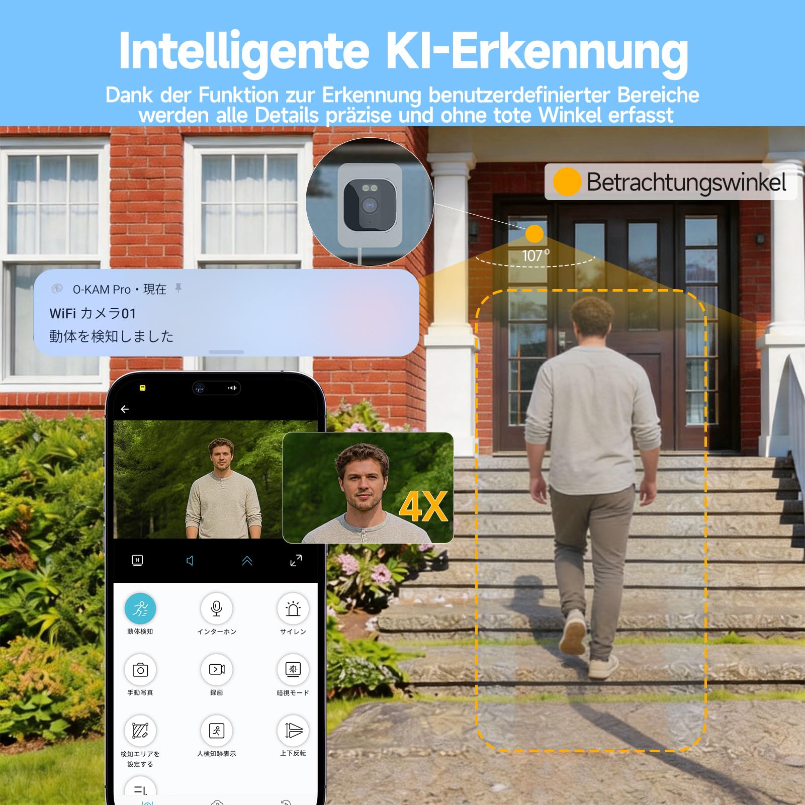 fanxiang 3MP 2K HD Fenster Kamera, WiFi & Bluetooth Überwachungskamera | Innen, Farb-Nachtsicht, 24/7-Aufnahme, Bewegungsmelder, Zwei-Wege Audio, Live Übertragung Handy, RTSP/ONVIF Unterstützung