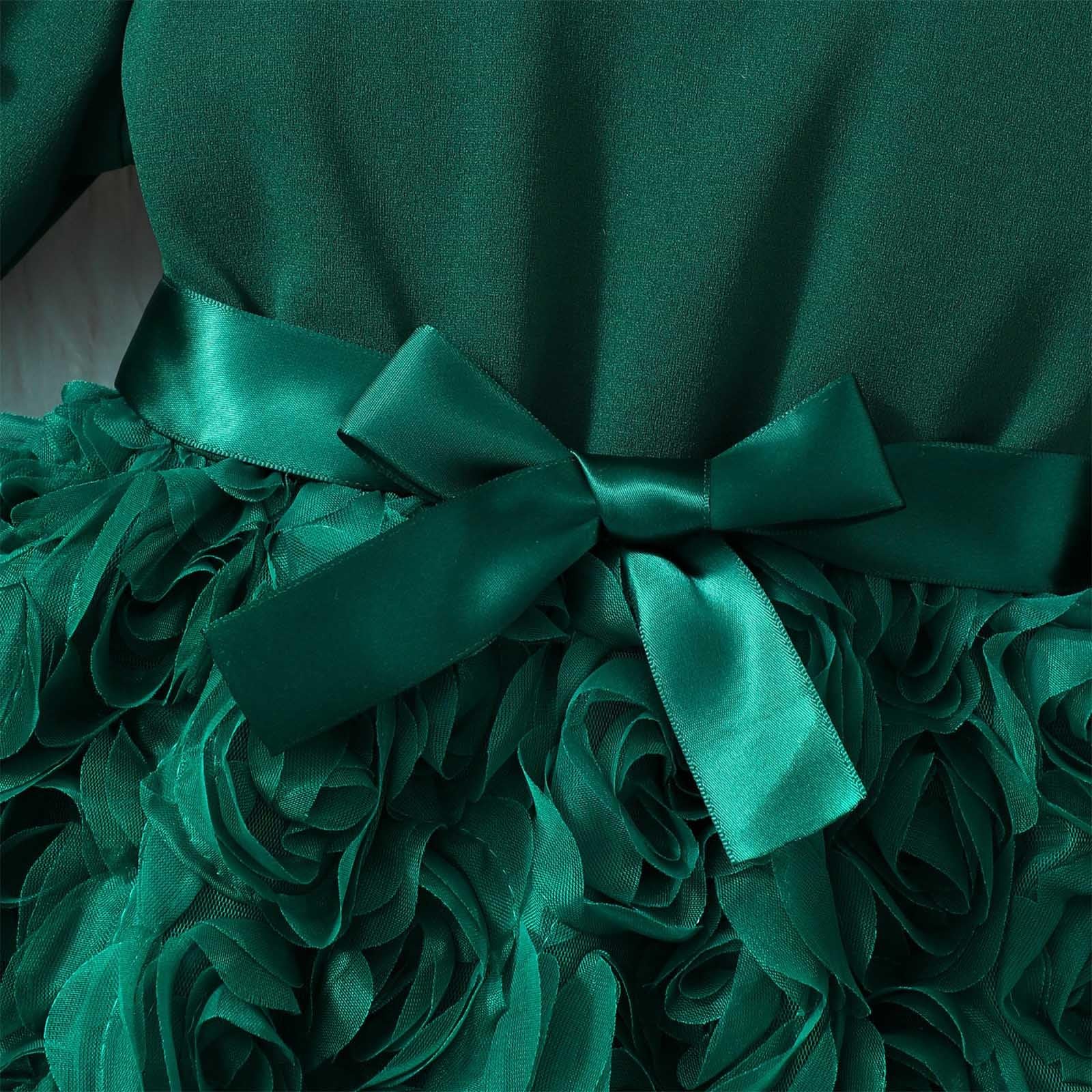 Kleider für Mädchen Rundhals Kleid Langarm Einfarbig Freizeitkleid Netz Tutu Elegant Sommerkleid Mädchenkleid A-Linie Midikleid Bogen Sommer Kleid Langarmkleid Kinder Kleider Dress 2-8 Jahre