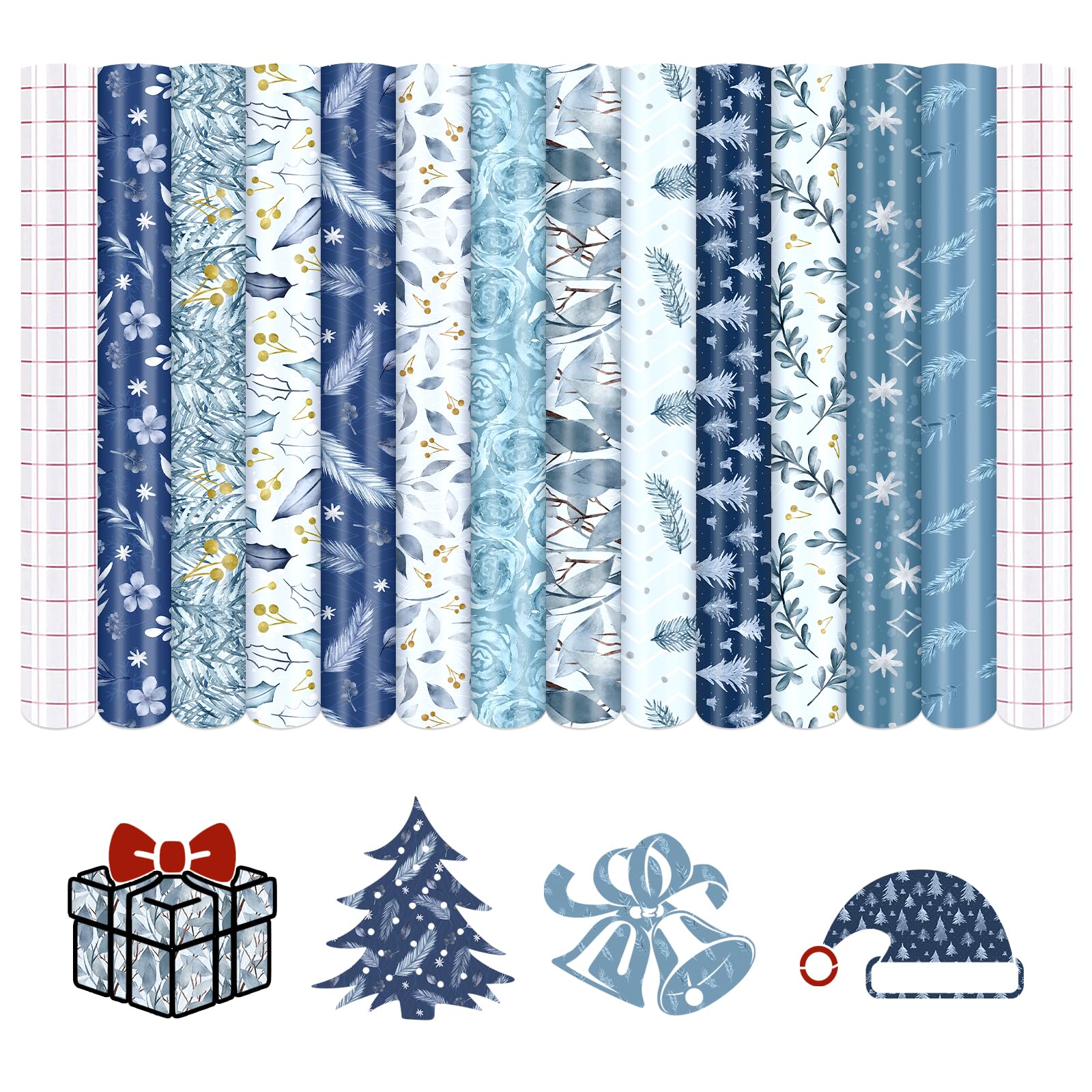 HTVSTD Christmas Permanent Adhesive Vinyl-12 Sheets 12'' x 10'' Snow Pattern Self Adhesive Vinyl Water Proofing Permanent Vinyl for Mugs