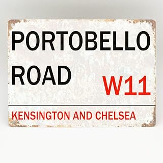 TNND Portobello Road Market London Road Street Sign Metal Vintage Door Wall Plaque Metal Plate Plaque Aluminum Metal Sign 8X12 Inches