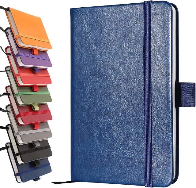 A6 Notebooks, Pocket Notebook Small Notebook Note Pads Hardback Notebook A6 Small Notepad Journal 200 Pages(100 Sheets)-Blue