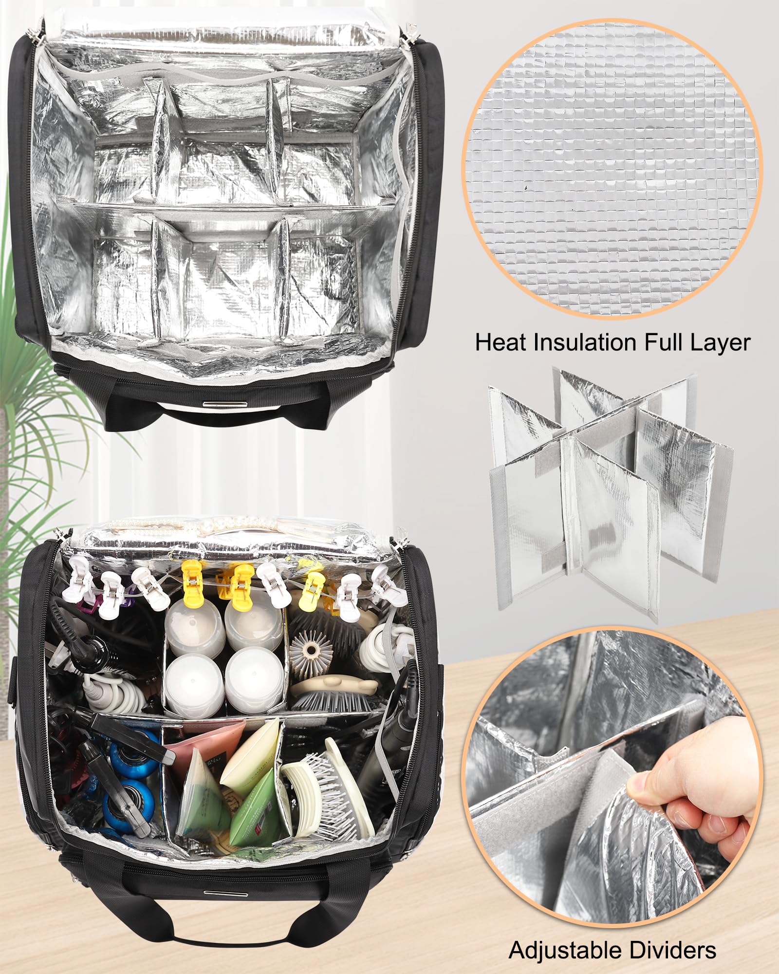 Relavel Friseur-Reisetasche Profi Friseurkoffer Friseurwerkzeugtasche Aufbewahrungsorganizer für Friseur-Essenziale, Barber-Zubehör mit Anpassbaren Trennwänden und Schulterriemen