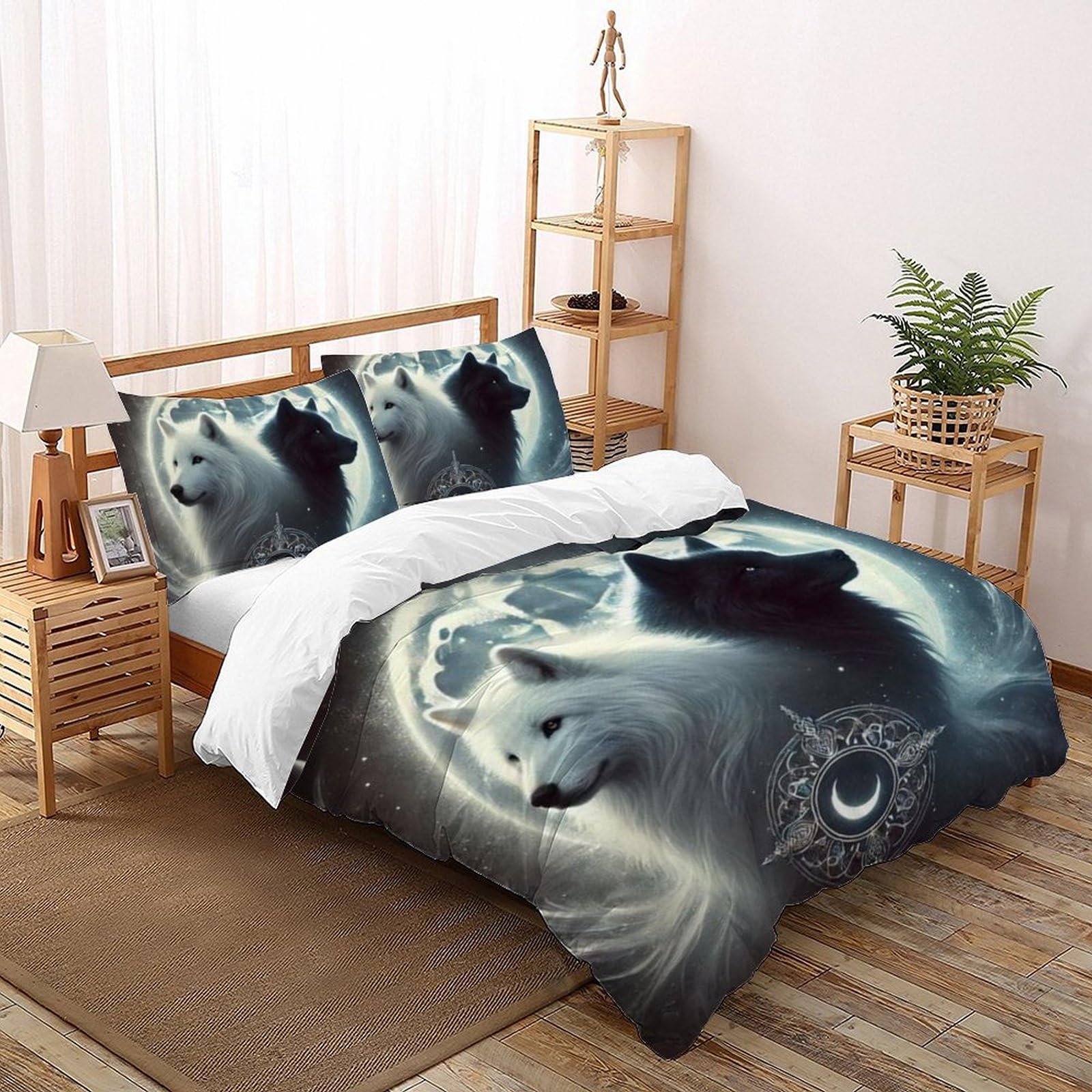 Parure loup housse de couette 200x200cm au motif imprimé 3D haute définition