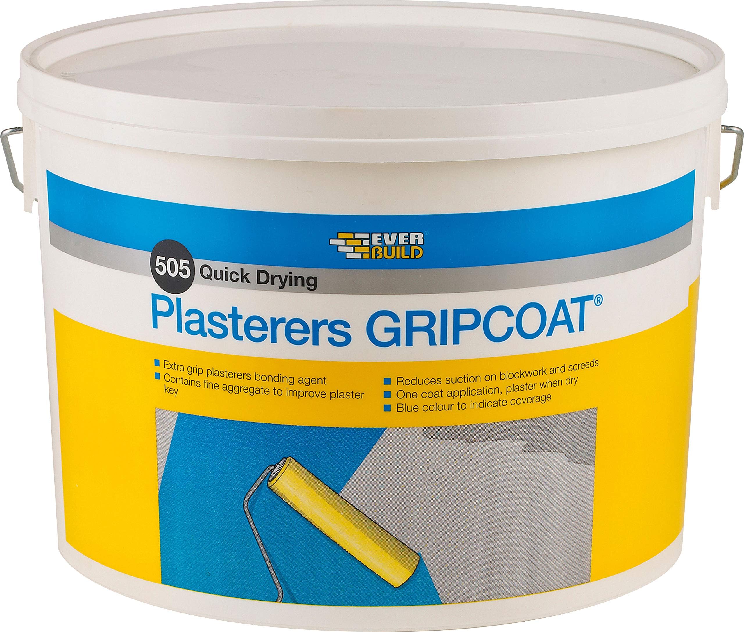 Everbuild505 Quick Drying Plasterers Grip Coat – Plaster Bonding Agent – Blue – 10 L