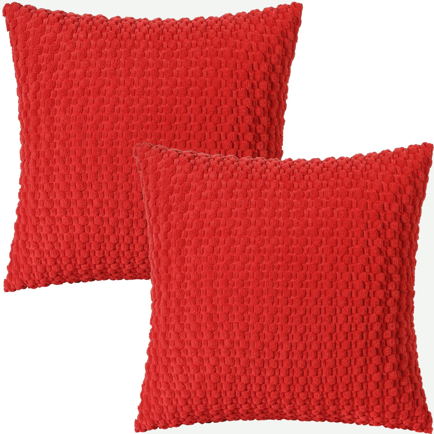 Tennove Cushion Covers 40x40cm Decorative Modern Red Pillow Cases Pack of 2 Corduroy Boho Soft Throw Pillow Covers Square Pillowcases for Sofa Living Room Bed Home Decor