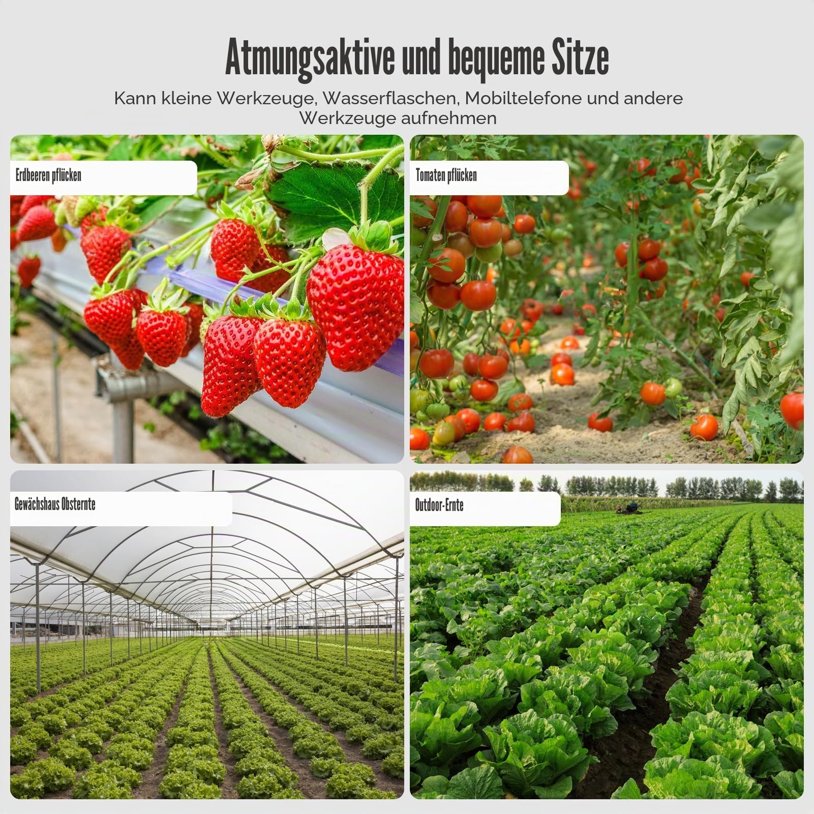 Gartensitz mit Rollen, Garten Rollsitz, 360° Drehbar | Höhenverstellbar, Mobiler Gartenhocker für Gartenarbeit, Rollbarer Gartenwagen mit Griff und Ablagefach, Gartenarbeitssitz bis 150 kg