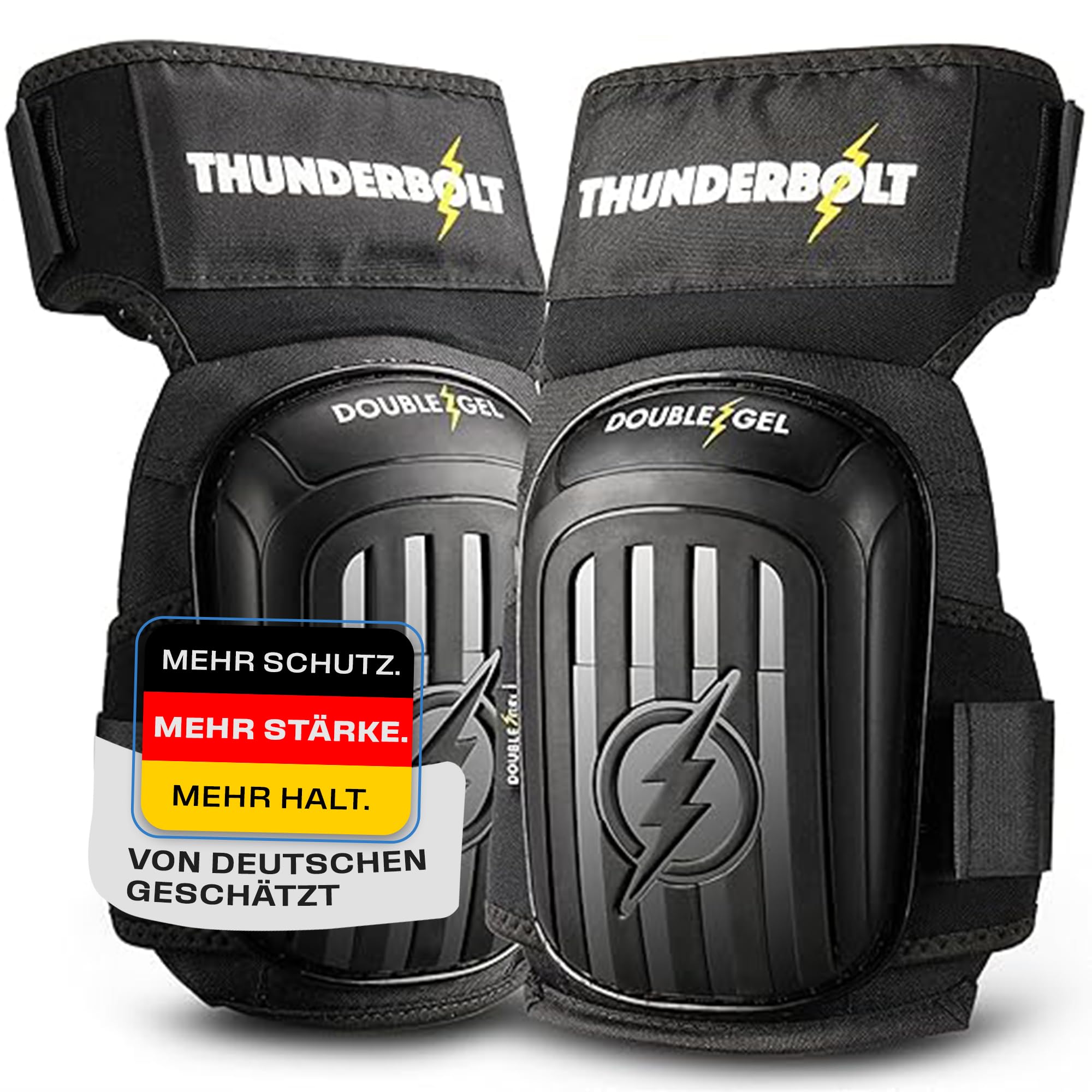 Thunderbolt® Knieschoner Professioneller Knieschützer mit komfortablem Gelkissen Knieschoner Fliesenleger, Bau, Bodenbeläge, Gartenarbeiten mit starken rutschfesten Gurten