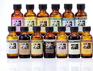 Bakto Flavors Natural Classic Extract Collection, 12 (1FL OZ) - Almond, Anise, Chocolate, Coconut, Coffee, Lemon, Lime, Ma...