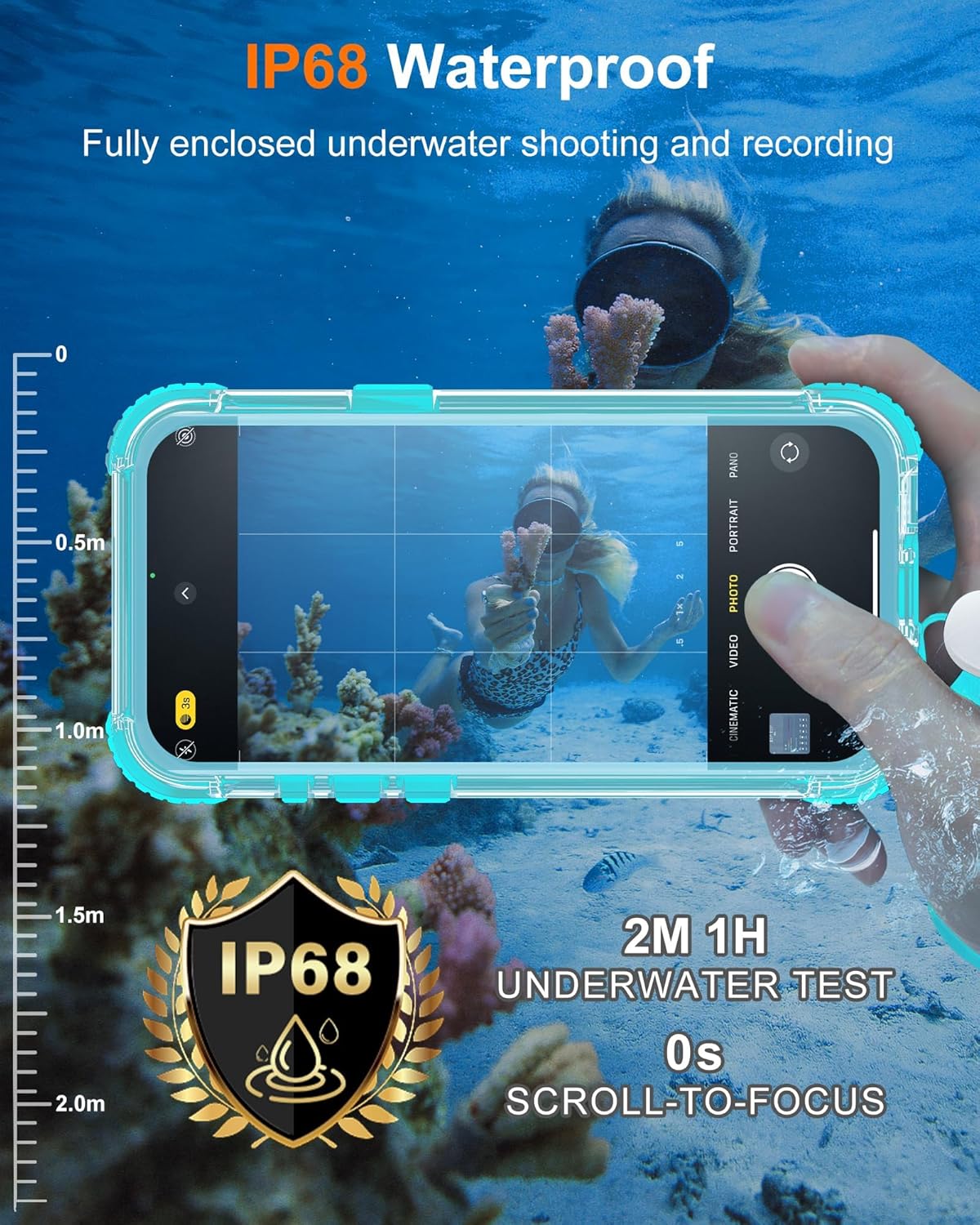 Condition photo showing New/Like New for for iphone 15 pro waterproof case with magsafe, built-in [camera & screen protector] [lanyard], ip68 water proof full body dustproof heavy duty frosted protective phone cover, 6.1" teal teal iphone 15 pro