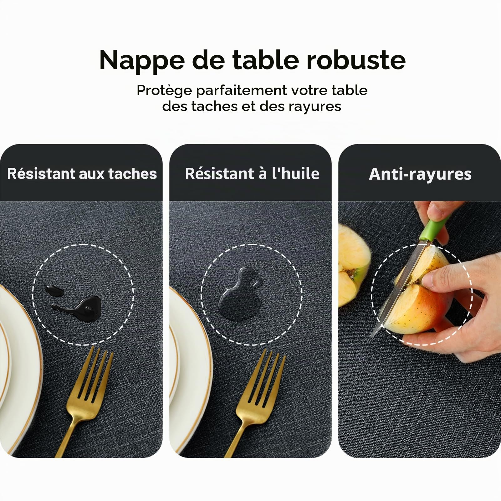 Romanstile Nappe 320x140 Nappe en toile cirée 350 g/m² Extérieur Résistante aux intempéries Lavable PVC Imperméable Aspect lin Nappe en toile cirée Jardin Nappes pour Fête Camping Pique-niques Automne