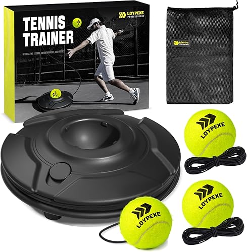 Juego de entrenador de tenis con cuerda para entrenamiento de tenis solo, equipo de práctica de varias pelotas de rebote de repuesto, equipo de