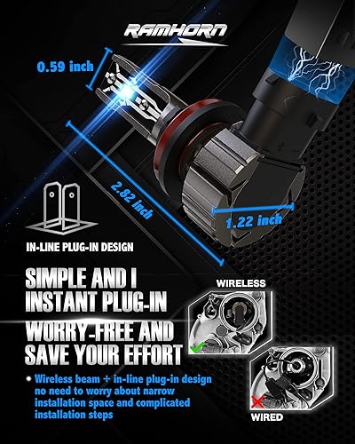 Miniatura 4 de RAMHORN Bombillas H11, bombillas H8 H9, 12000 LM, 6500 K, xenón blanco, sin ventilador, luz antiniebla de repuesto halógena instantánea, paquete de 2