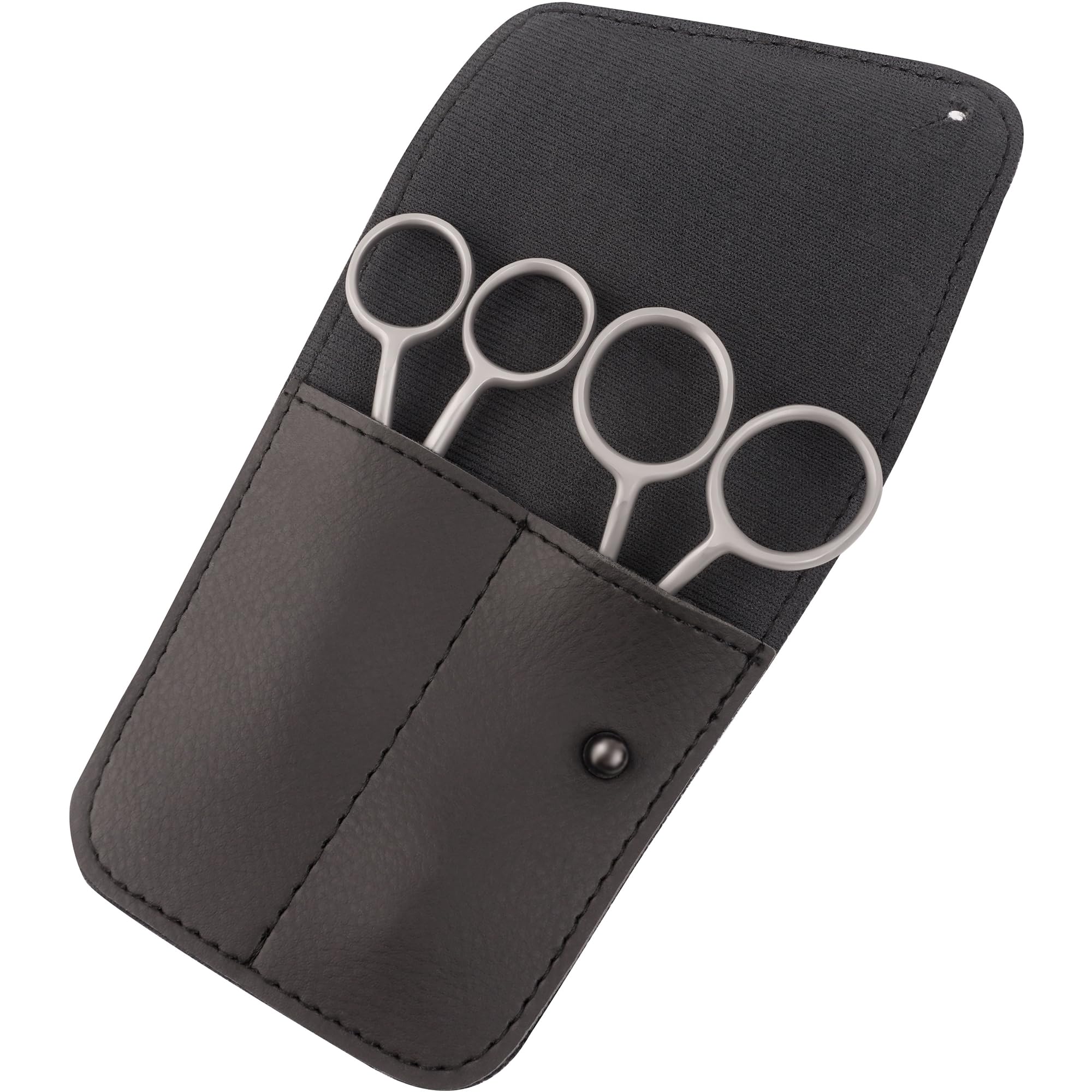 Juego de 2 tijeras pequeñas de bordado de 4.5 pulgadas, mini pico de pato de doble curva y hoja larga de doble curva con funda de bolsa (satinado)
