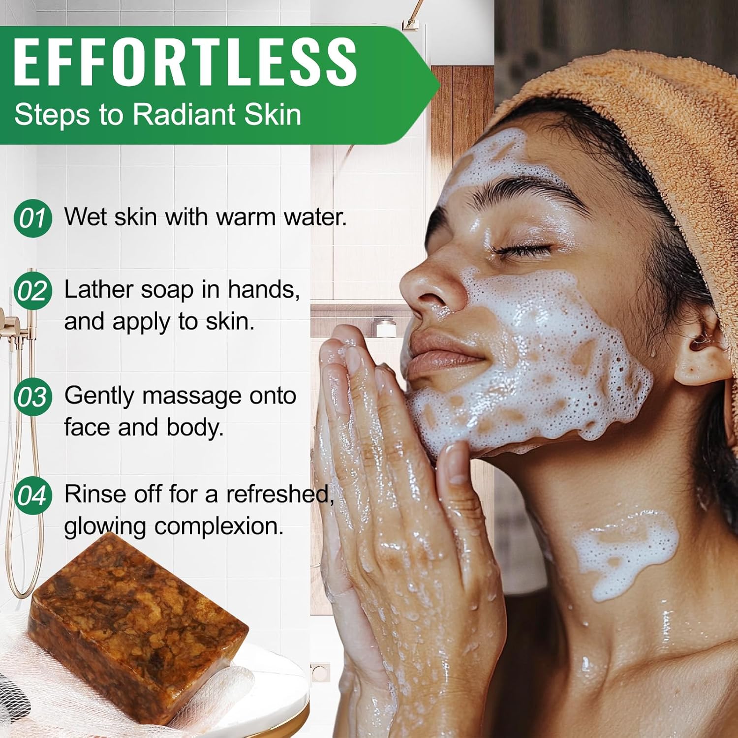 Organic African Black Soap, African Soap for Acne & Dark Spots, Raw Black Soap Bar for All Skin Types - Face, Body, Hair, 3.53 oz - Image 6