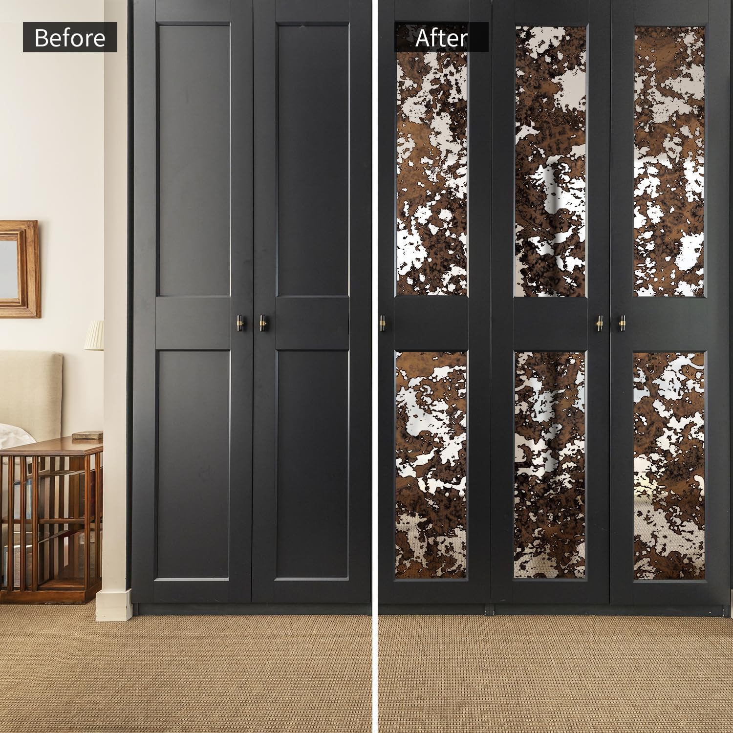 LiveInUrban Vintage Eimeria Stiedae Chrome Reflective Peel and Stick Wallpaper for Home Decor, Antique Style Wall Mural, 22.83"x 59.06"