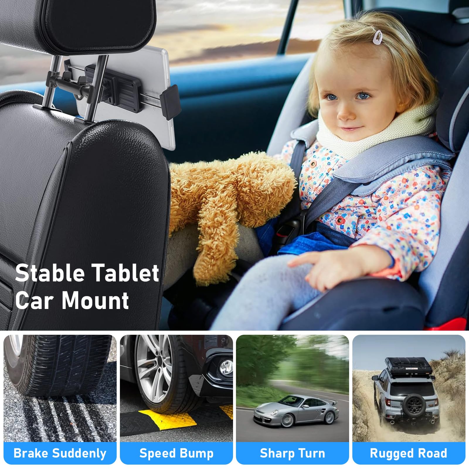 CGEAMDY Auto Kopfstützenhalter - 360° Drehbarer Tablethalter Für Rücksitz